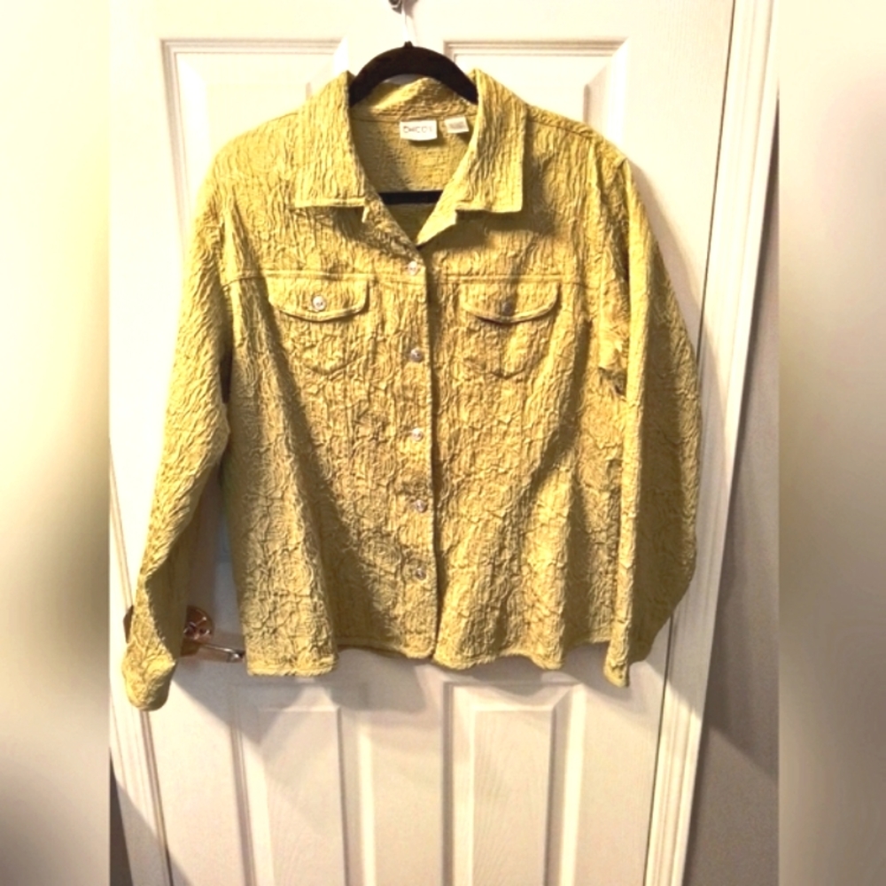 Chico's Shirt/Jacket In Lime Green